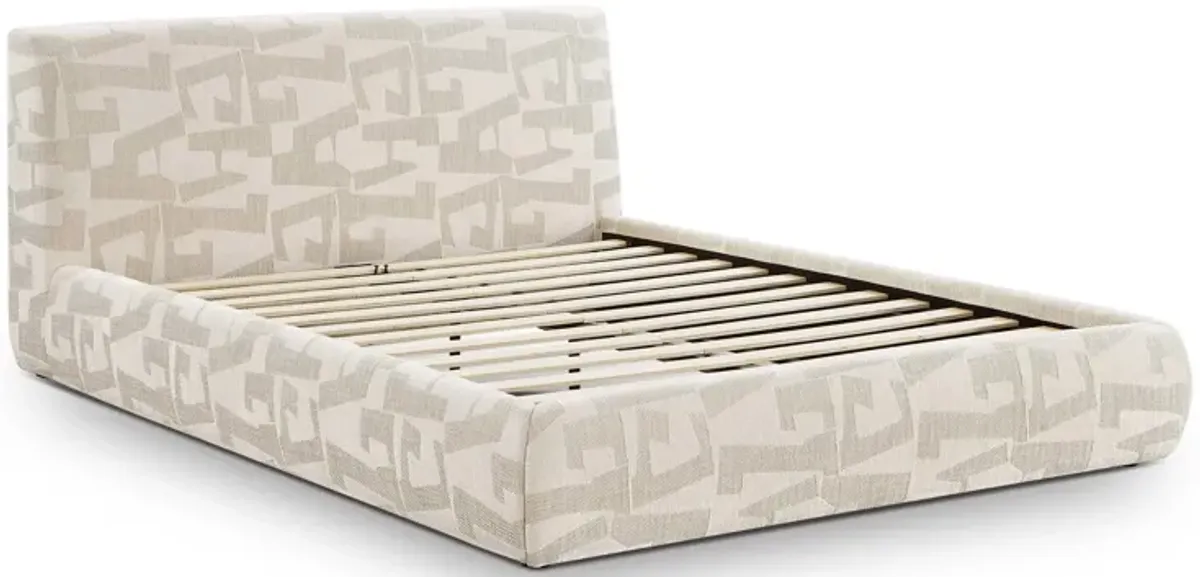 Isla Cream Jacquard Pattern Queen Bed