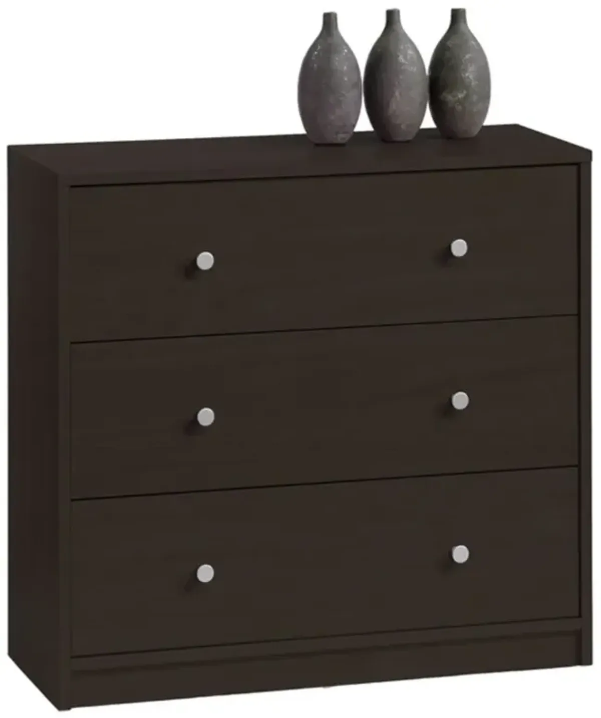 Hivvago Modern 3-Drawer Chest Bedroom Bureau in Dark Brown Wood Finish