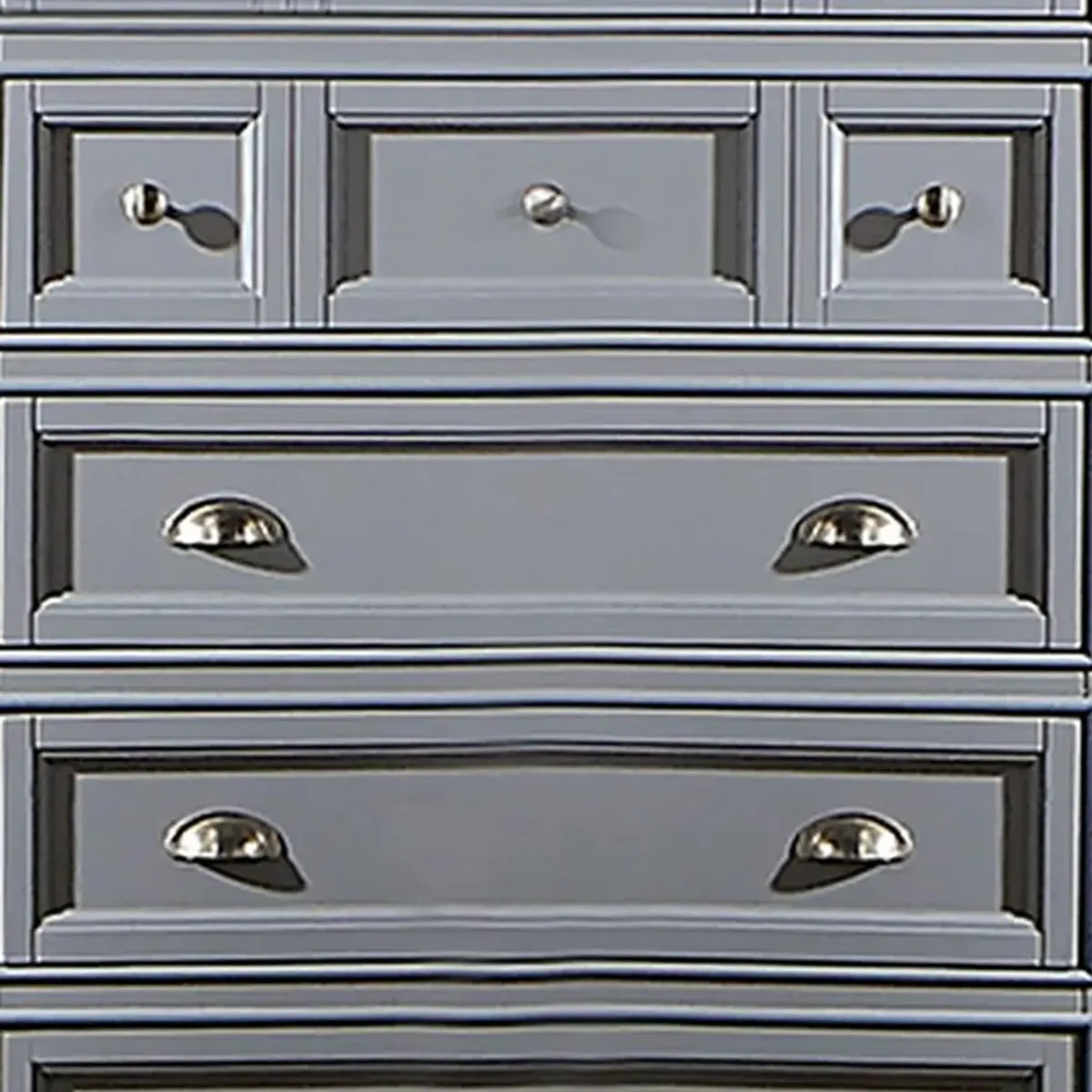 Benjara Lile 50 Inch Tall Dresser Chest, 6 Drawer, Crown Molding, Solid Wood, Gray