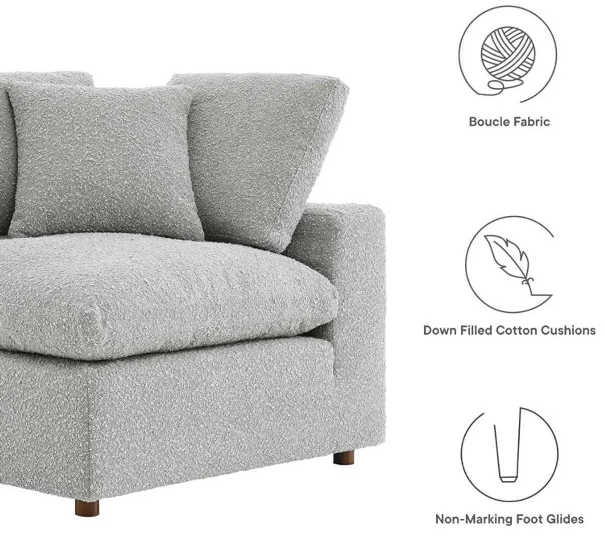 Commix Down Filled Overstuffed Boucle Fabric Corner Chair