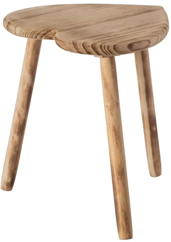 Decorative Antique Heart Shaped Natural Wooden Accent Stool, Classic Room Decoration