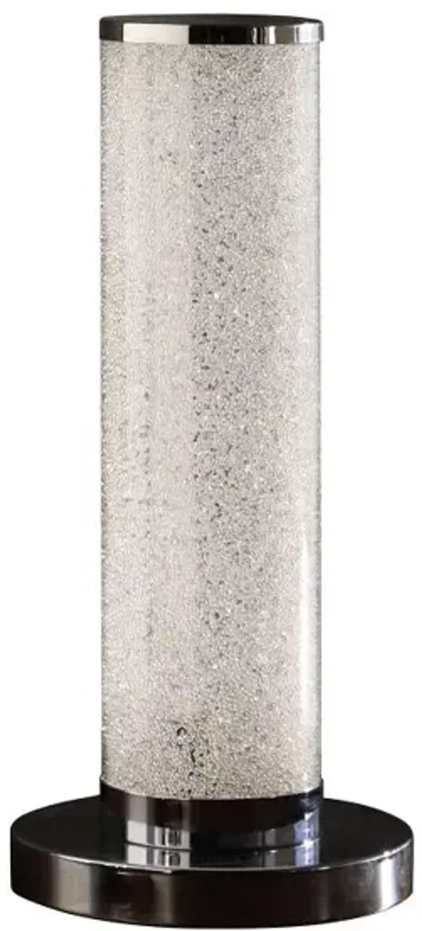 Hivvago 13” Modern White Sand Crystal And Steel Table Lamp