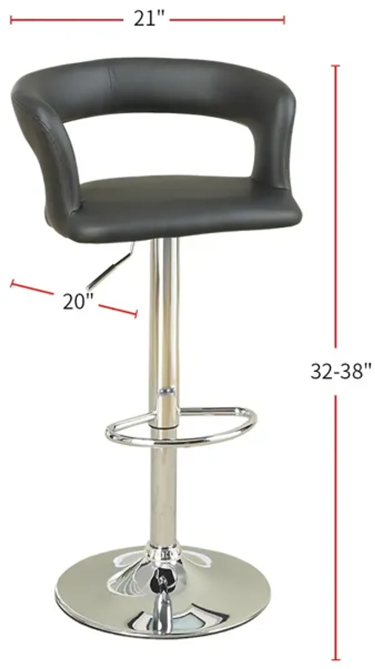 Set of 2 PU Bar Stools with 360 Degree Swivel Design, Black