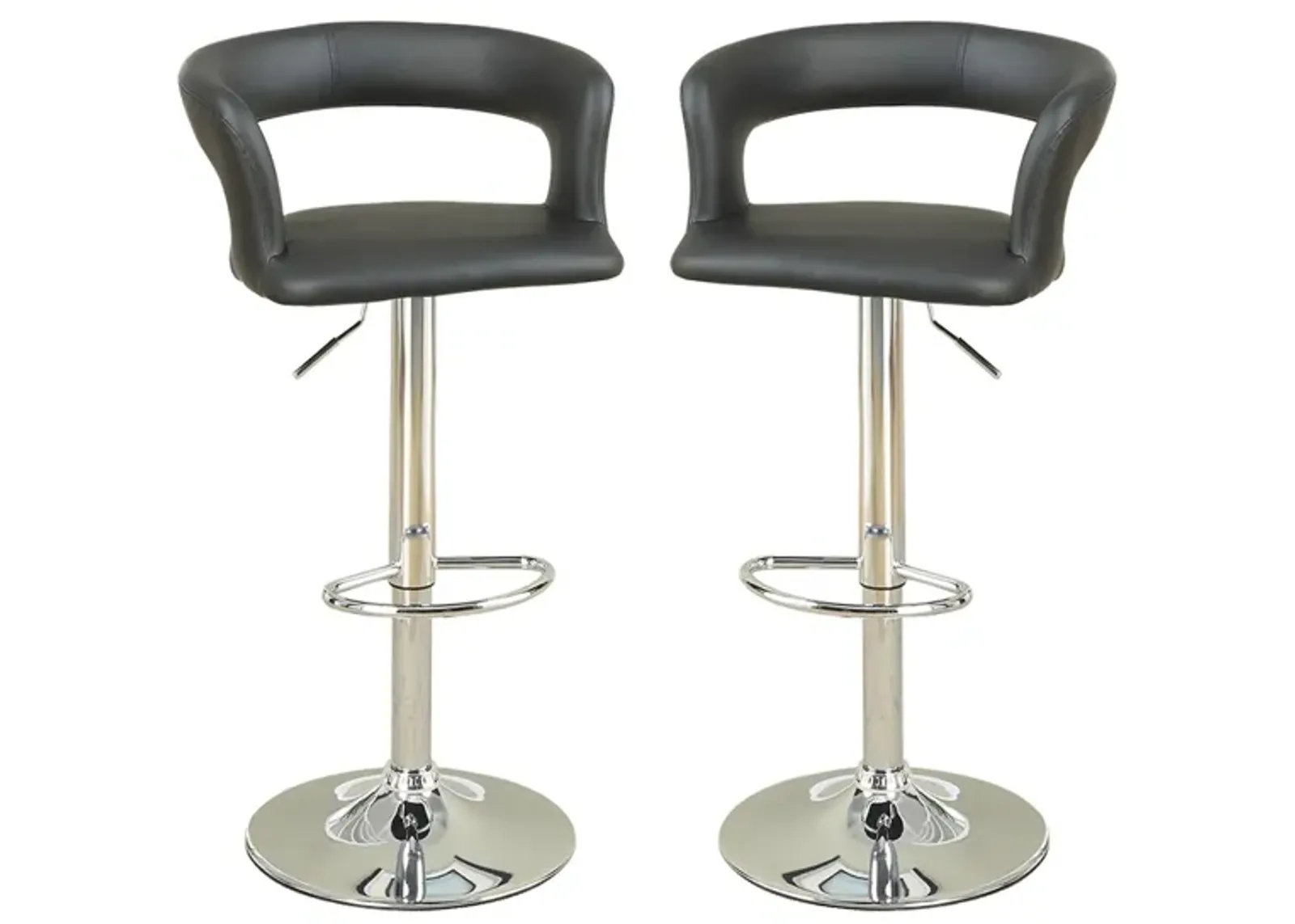 Set of 2 PU Bar Stools with 360 Degree Swivel Design, Black