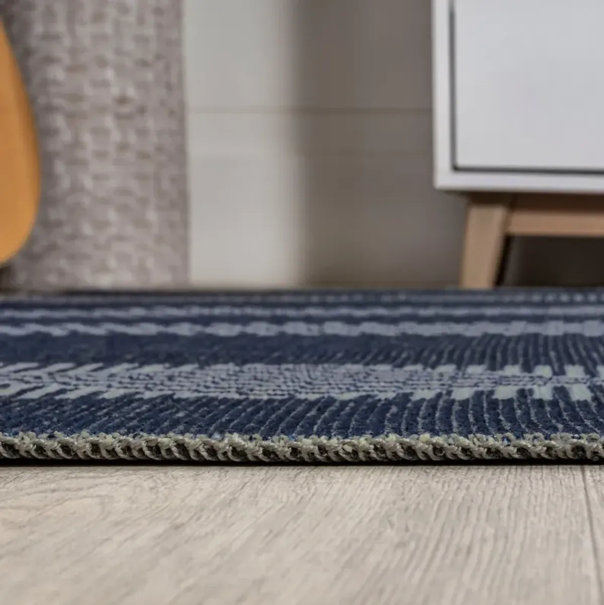 Nautisk Trellis Stripe Machine Washable Area Rug