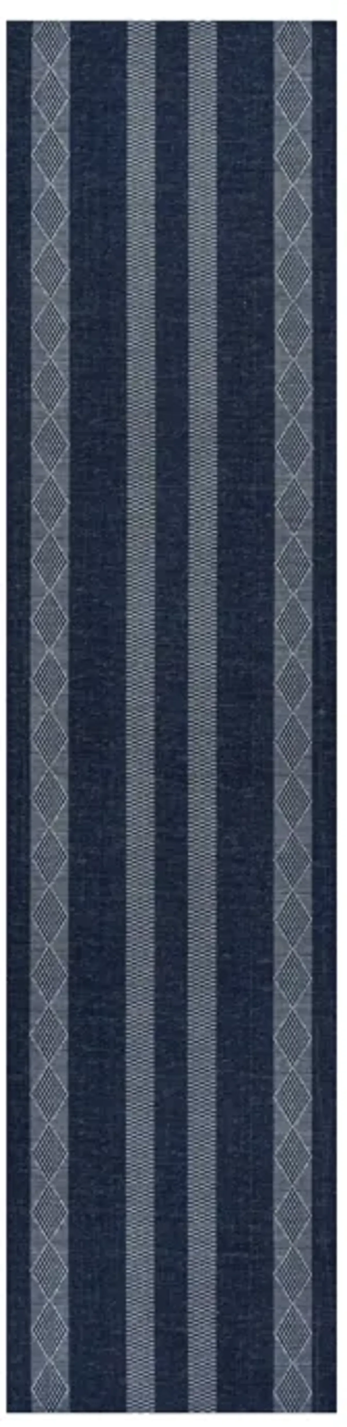 Nautisk Trellis Stripe Machine Washable Area Rug