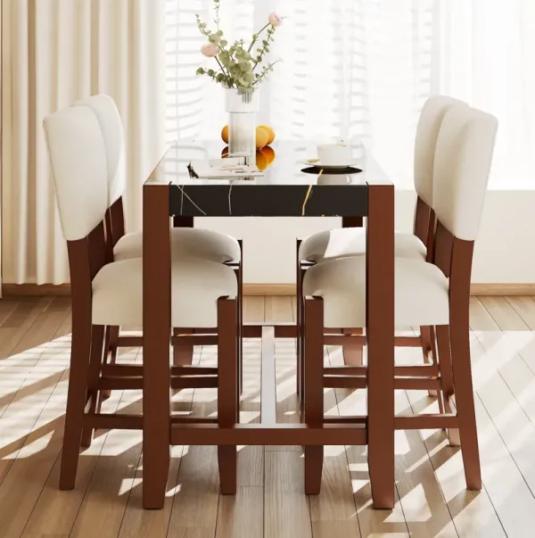 Merax Mid-Century Modern 5-Piece Bar Height Dining Set