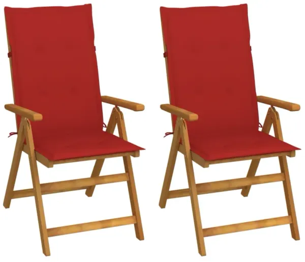 vidaXL Patio Reclining Chairs 2 pcs with Cushions Solid Acacia Wood