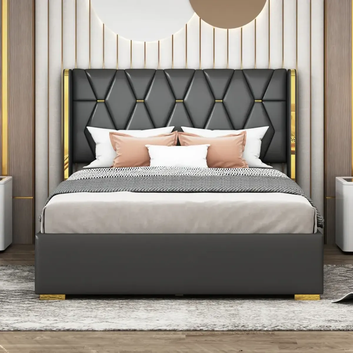 Merax Light Luxurious PU Platform Bed