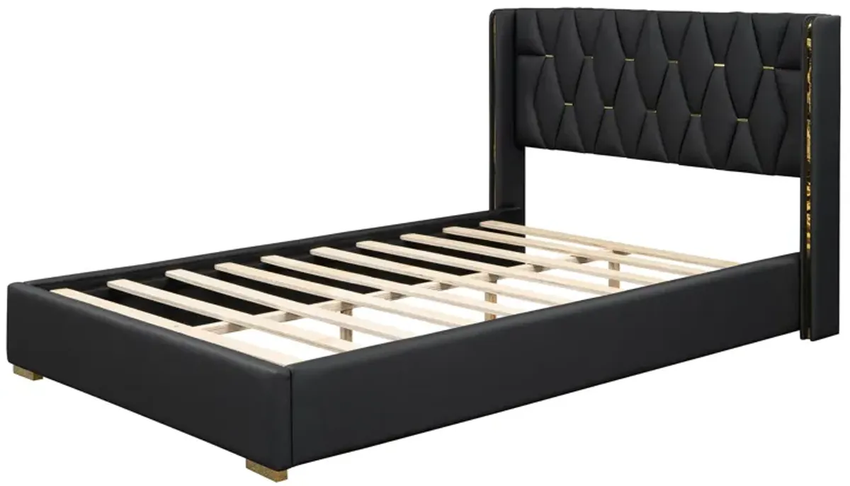 Merax Light Luxurious PU Platform Bed