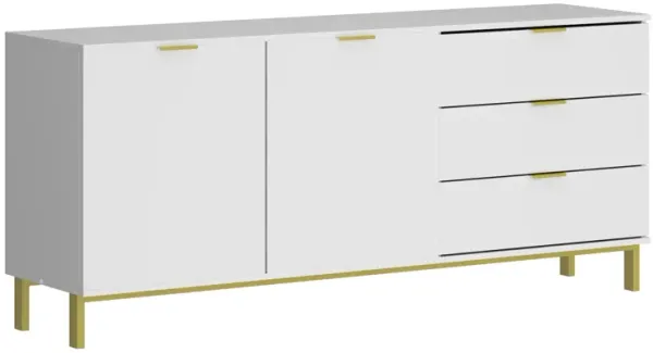 62.9 in. White Wood Storage Cabinet Kitchen Cabinet with 2-Doors, 3-Drawers and Shelf