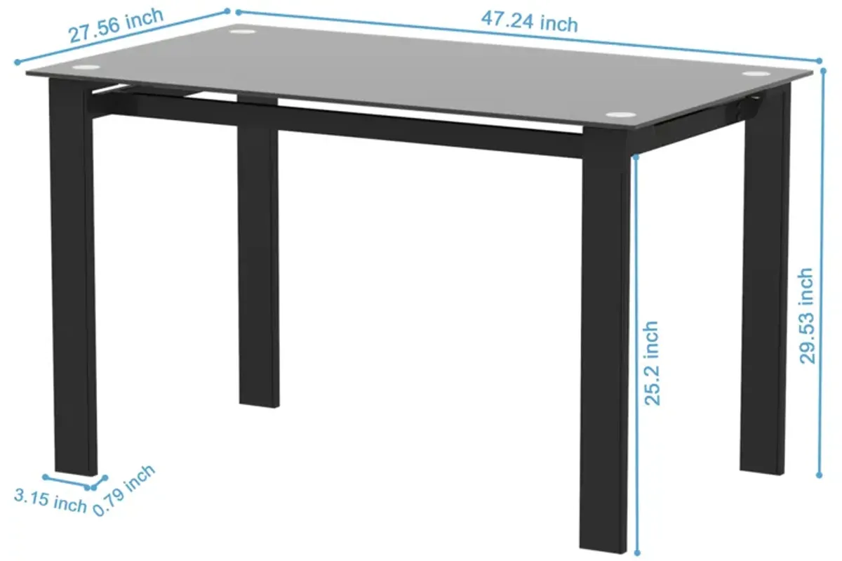 Hivvago 4 Seater  Simple Design Heavy Duty Tempered Minimalist Glass Top Dining Table