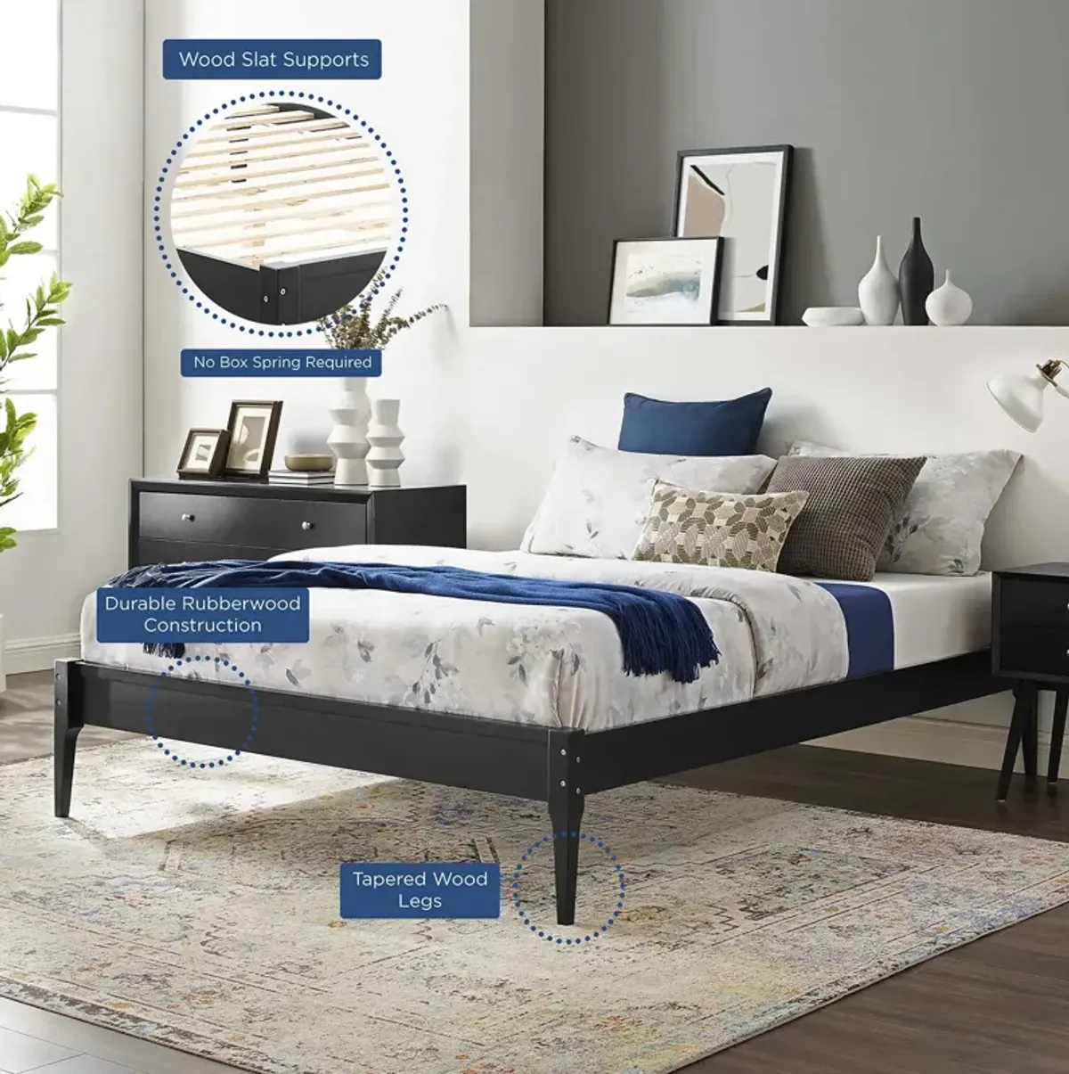 Modway - June Queen Wood Platform Bed Frame