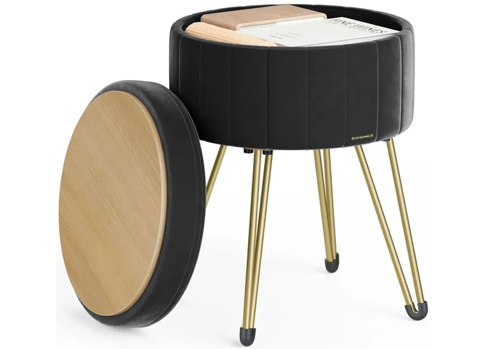 Vanity Stool Chair with Storage - Stylish and Functional Makeup Seat with Hidden Storage