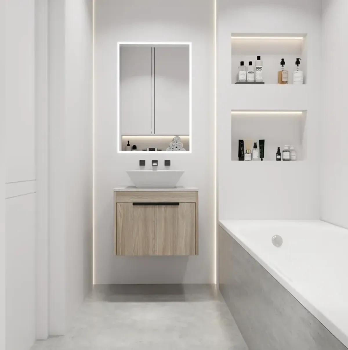 Streamdale 24" Modern Design Float Bathroom Vanity With Ceramic Basin Set