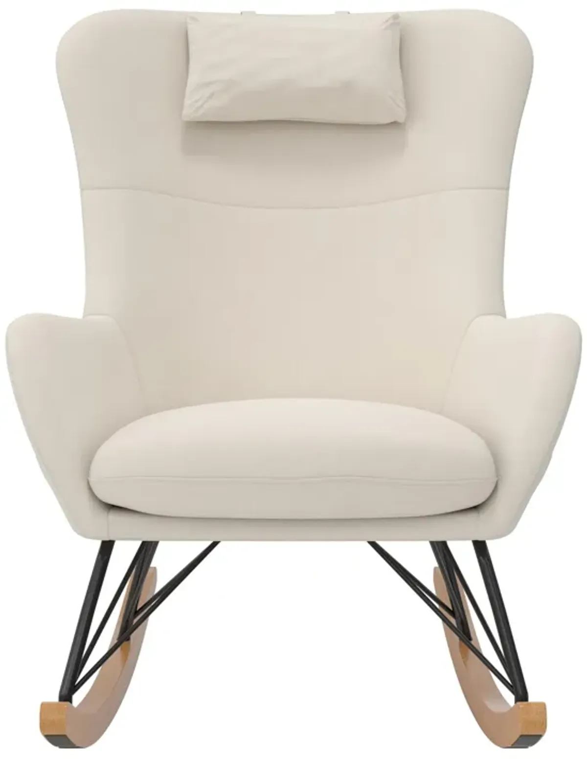 Margot Rocker Accent Chair with Storage Pockets, Biege Linen