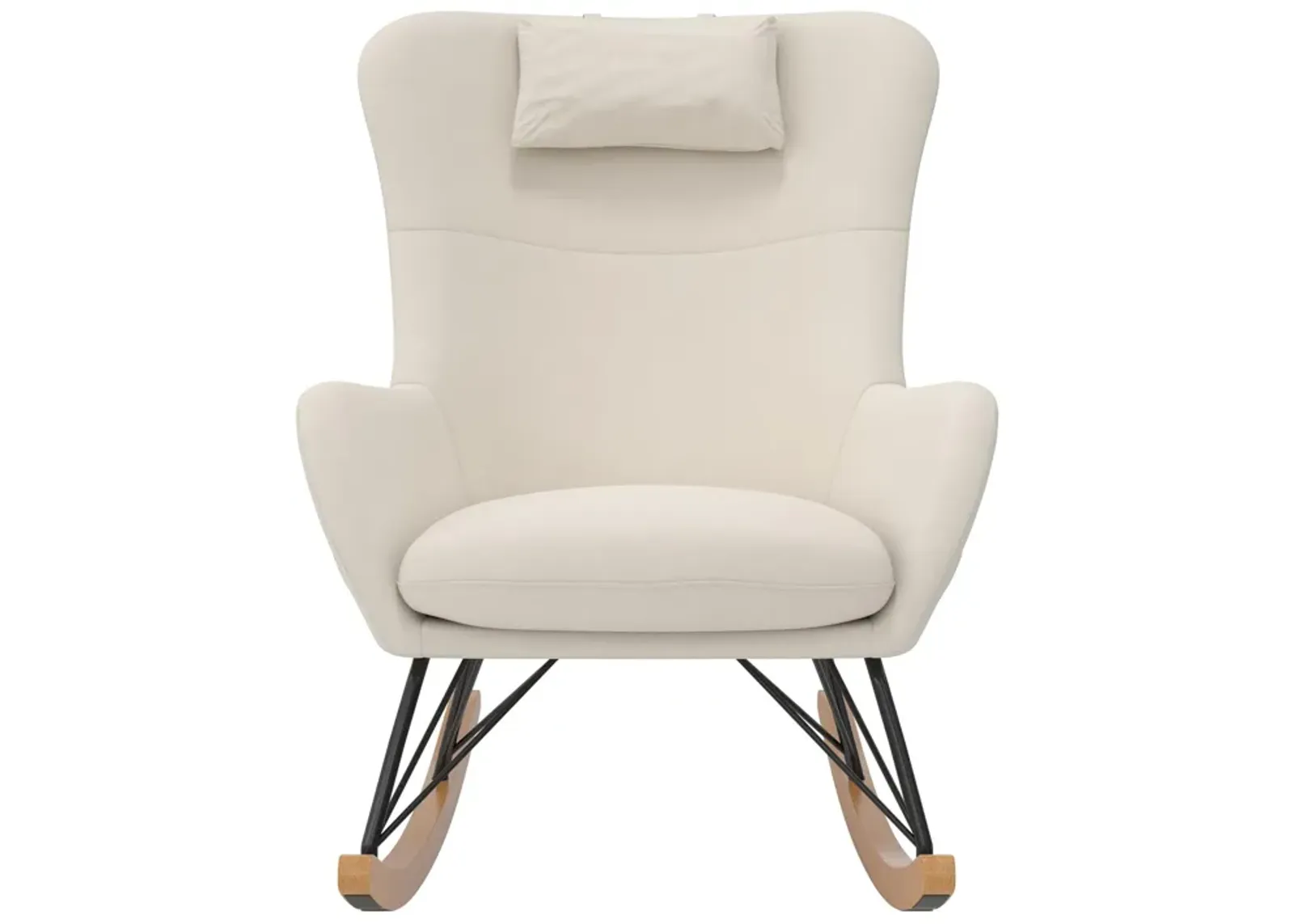 Margot Rocker Accent Chair with Storage Pockets, Biege Linen