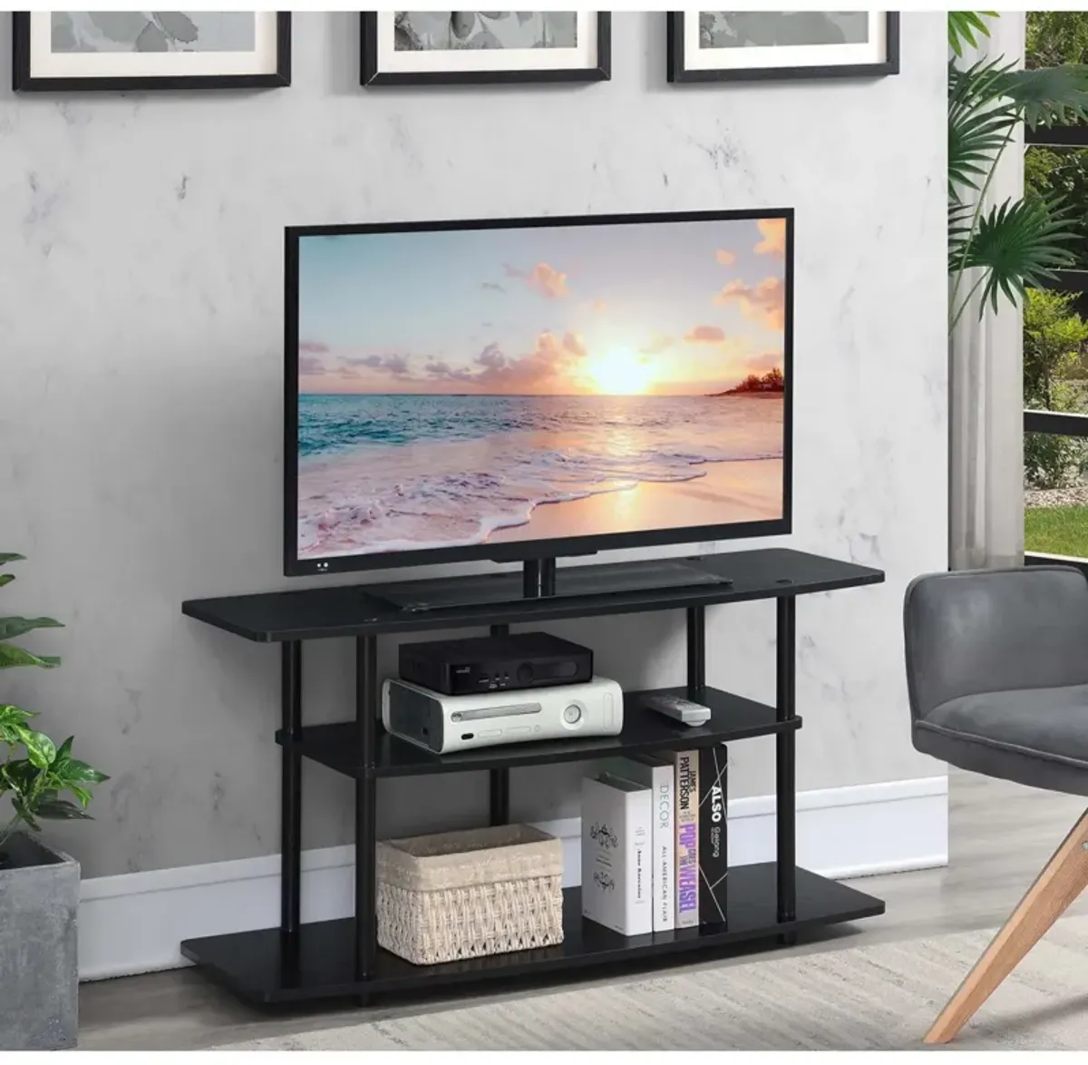 Convenience Concepts Designs2Go No Tools 3 Tier Wide TV Stand