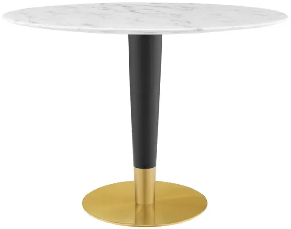 Modway - Zinque 42" Oval Artificial Marble Dining Table Gold White