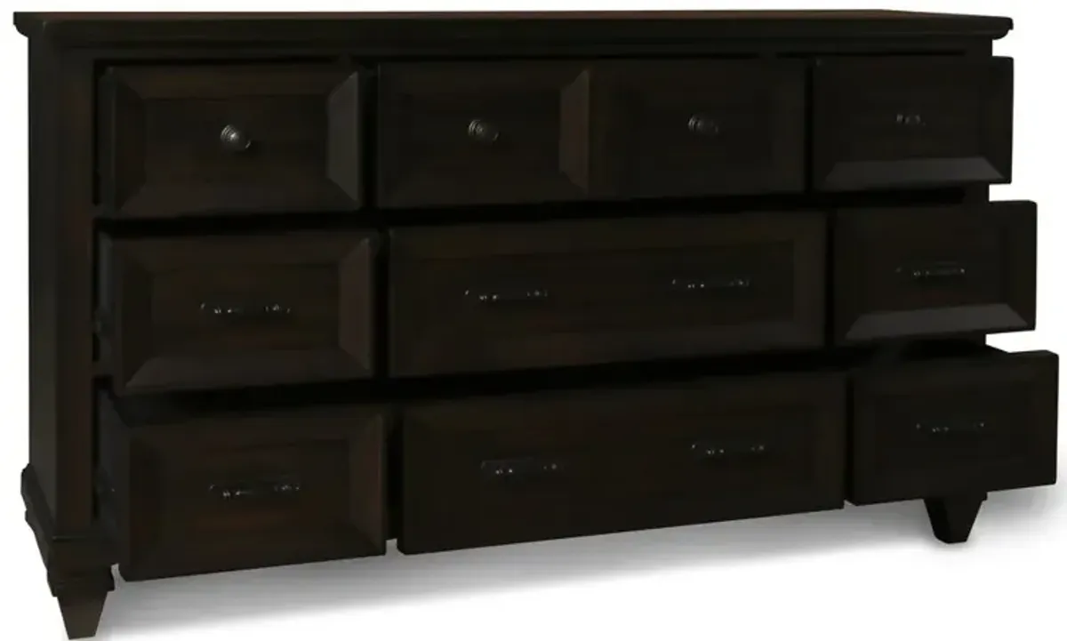 New Classic Furniture Furniture Sevilla Solid Wood 9-Drawer Dresser in Walnut