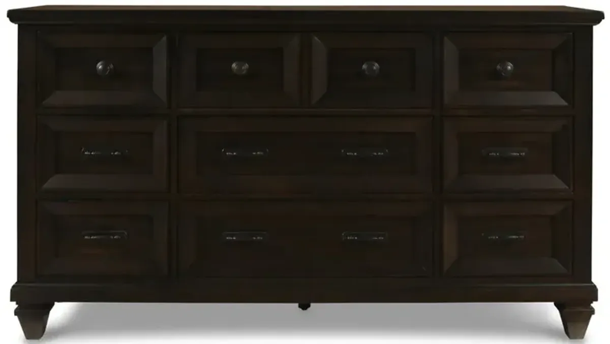 New Classic Furniture Furniture Sevilla Solid Wood 9-Drawer Dresser in Walnut