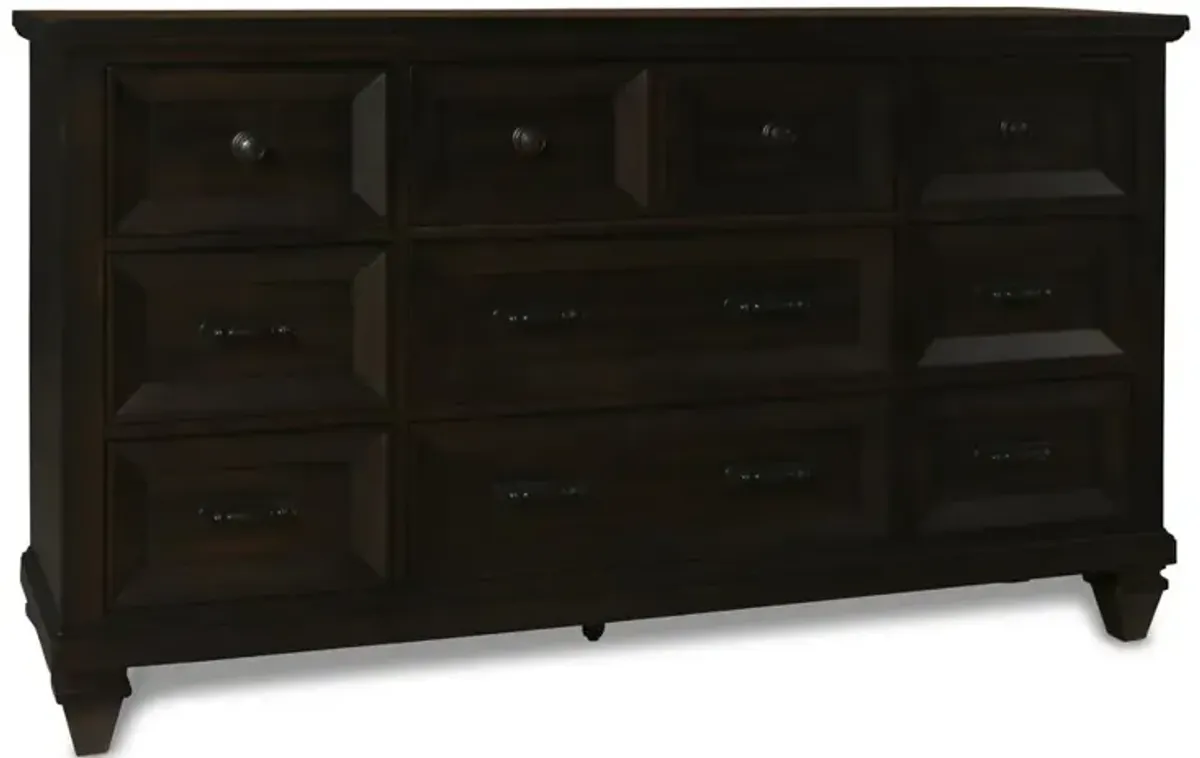 New Classic Furniture Furniture Sevilla Solid Wood 9-Drawer Dresser in Walnut