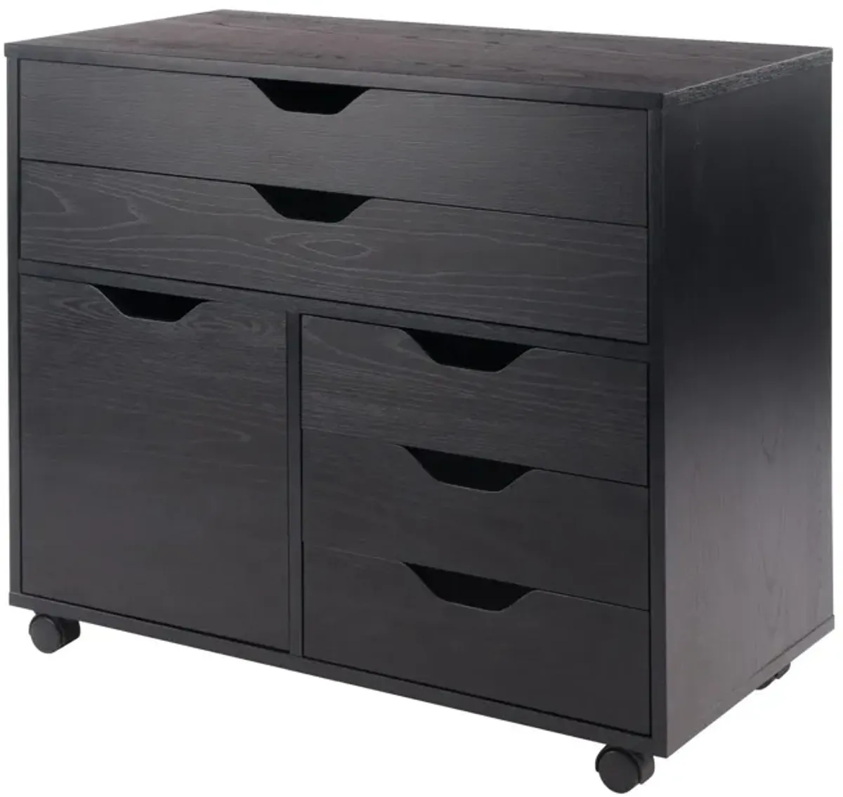 Halifax Wide Storage Cabinet, 3-Small & 2-Wide Drawers, Black