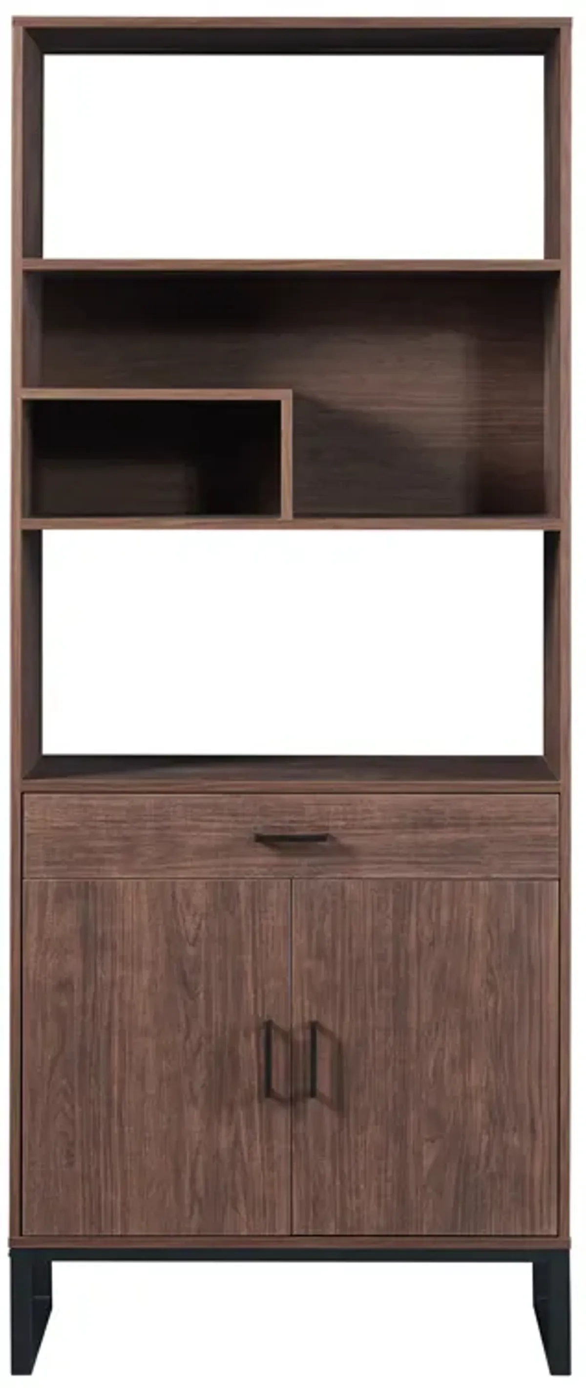 Merax 75.9"Modern Open Bookshelf with Doors, Bookcase with Storage drawer and LED Strip Lights