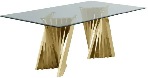 Best Quality Furniture Classic 78 Gold Glass Dining Table with Spiral Base