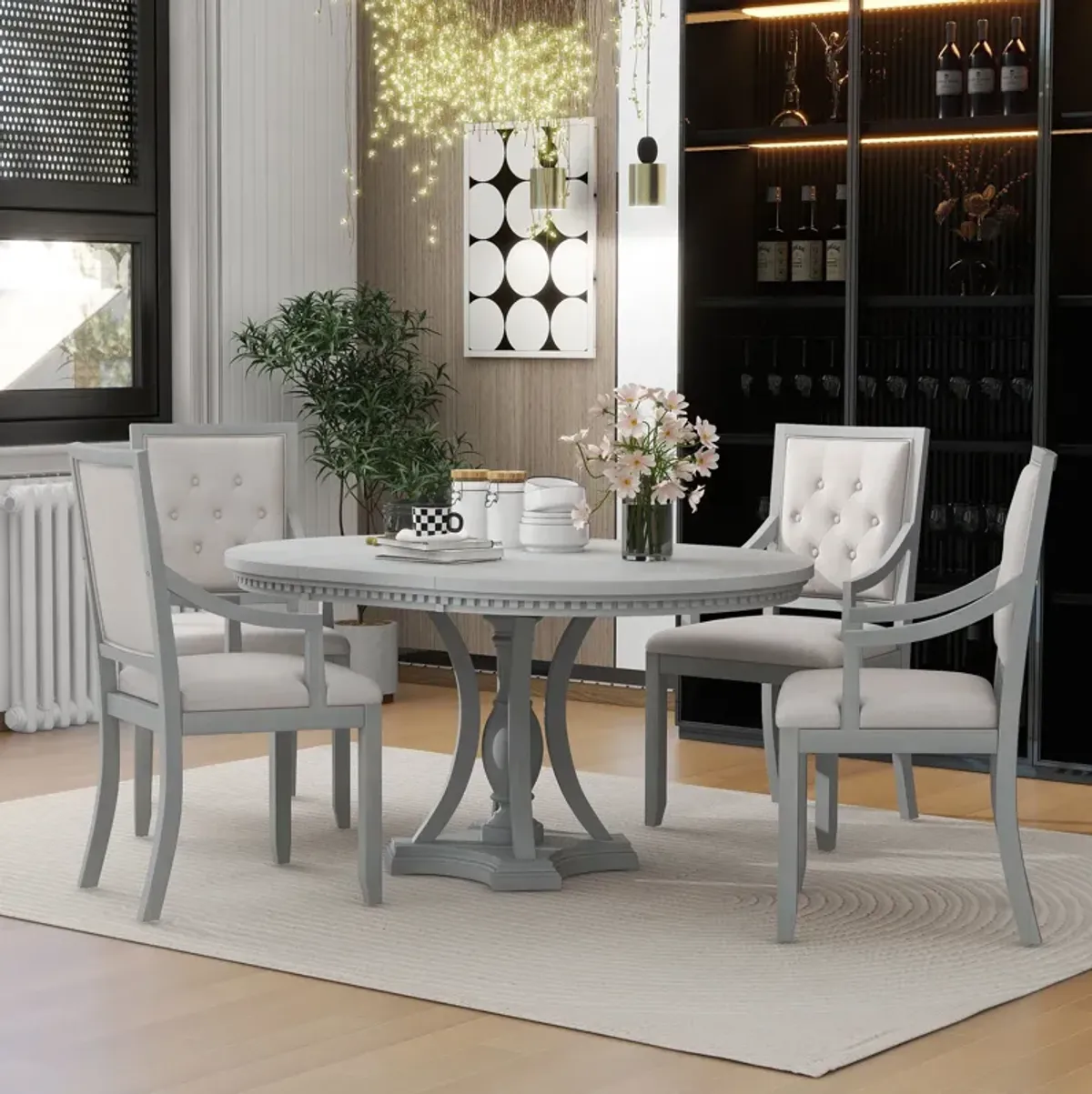 Merax Retro 5-piece Dining Round Table Set