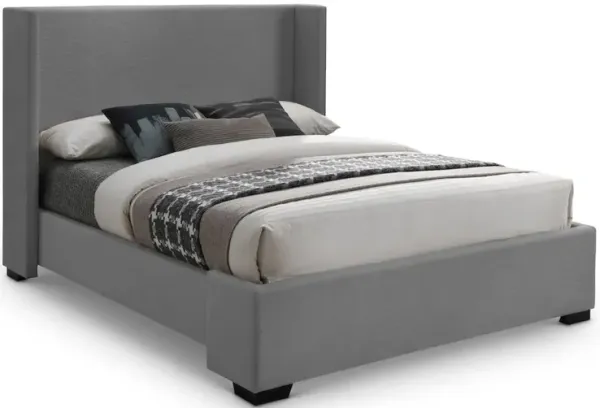 Meridian Furniture Oxford Grey Linen Textured Fabric Full Bed