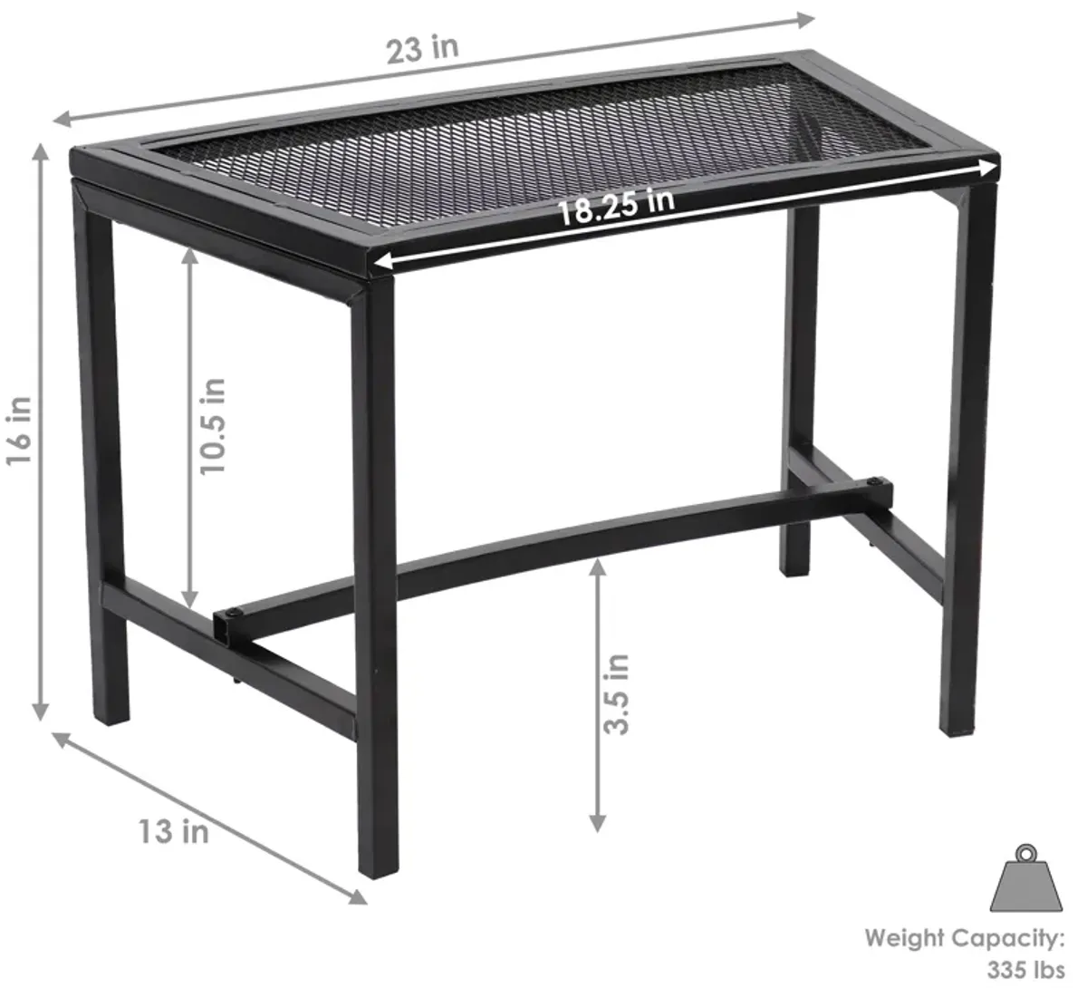 Sunnydaze Mesh Metal Patio Curved Fire Pit Bench - Black