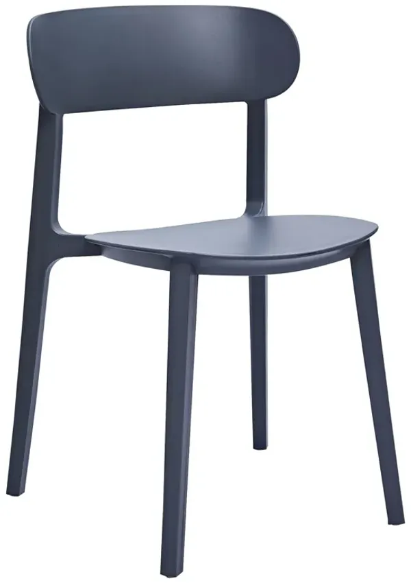 Qin 20 Inch Dining Side Chair, Set of 4, Contoured Back, Curved Seat, Gray - Benzara