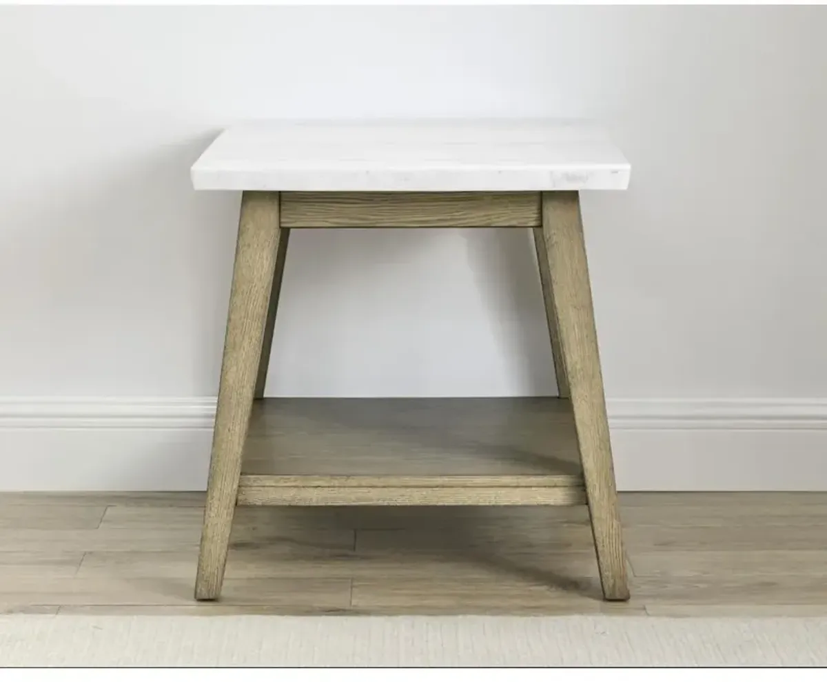 Vida White Marble Top Square End Table