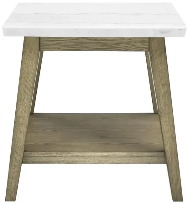 Vida White Marble Top Square End Table