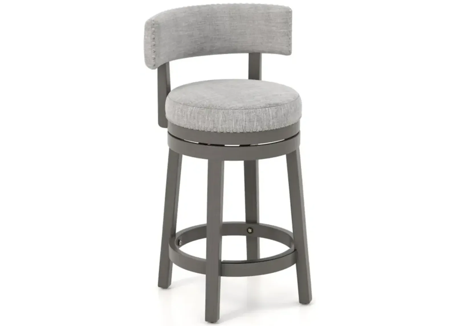 Hivvago 27/31 Inch Swivel Bar Stool with Upholstered Back Seat and Footrest