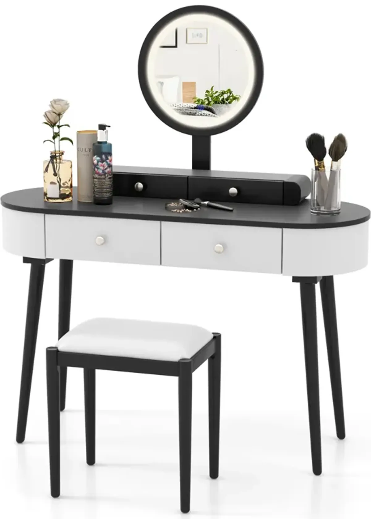 Makeup Vanity Table Set with LED Mirror and 3 Spacious Drawers