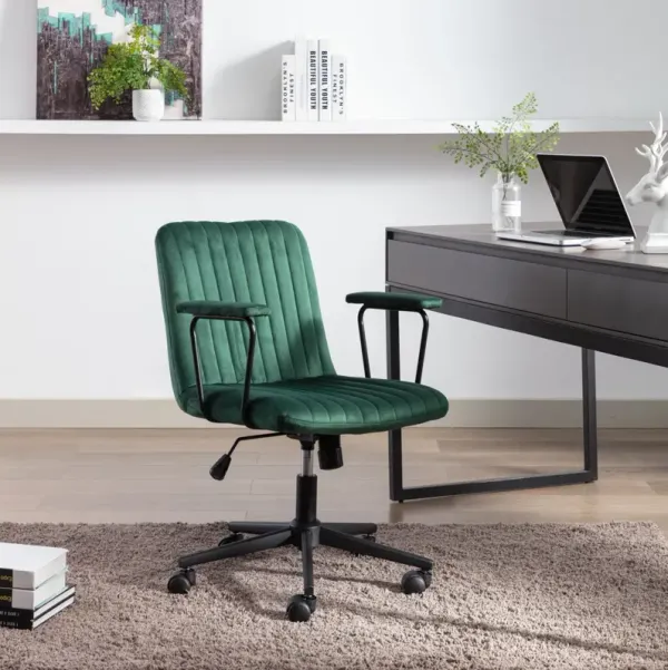 Mid-Back Desk Chair, Velvet Executive Swivel Office Chair With Frame, Swivel Armchair