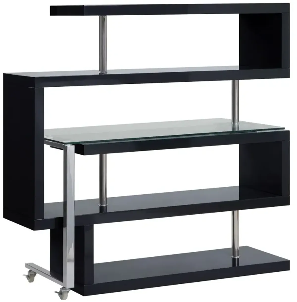 Raceloma Writing Desk w/Shelf, Clear Glass, Black & Chrome Finish 93177