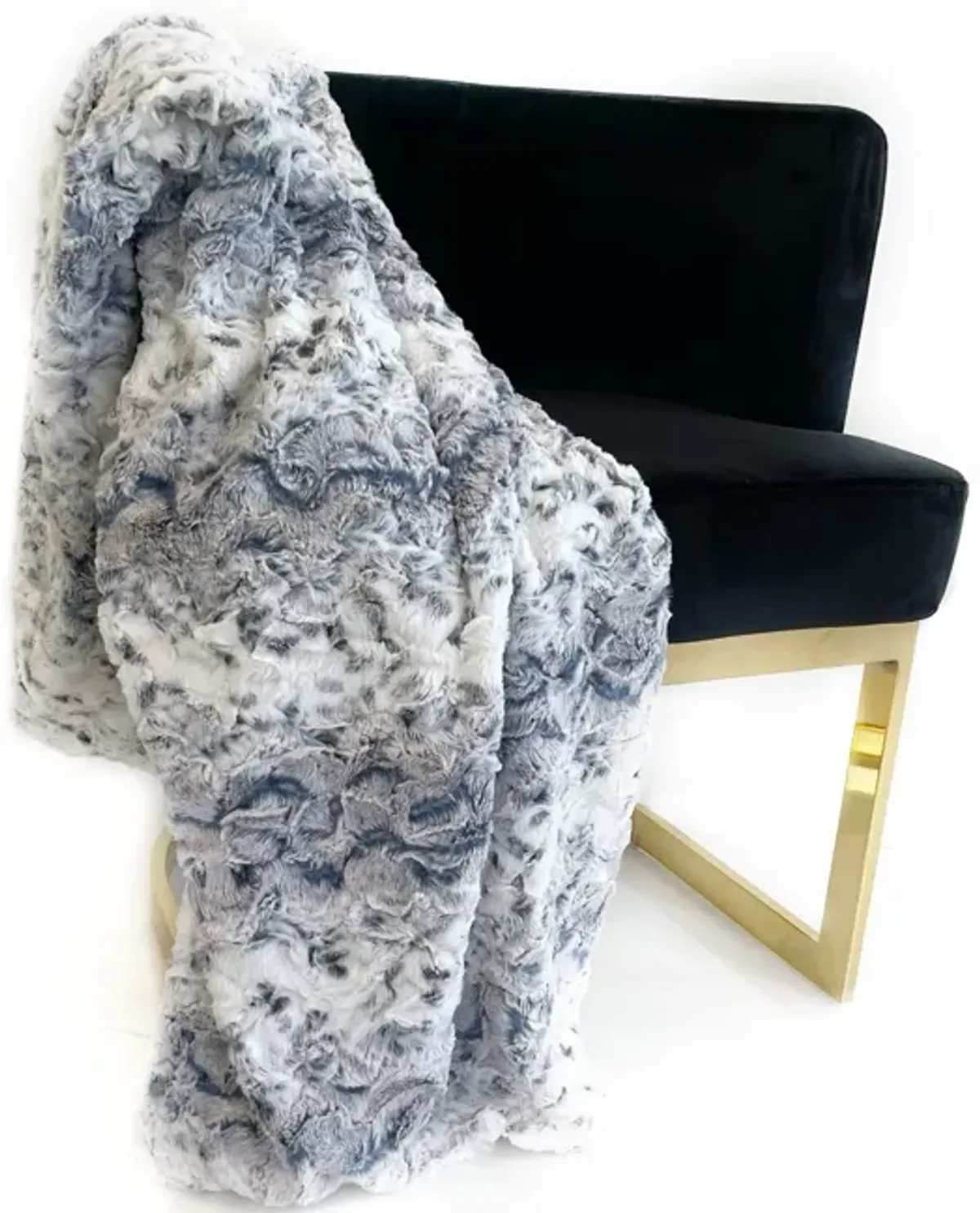 Plutus Navy Snowy Owl Faux Fur Luxury Throw Blanket