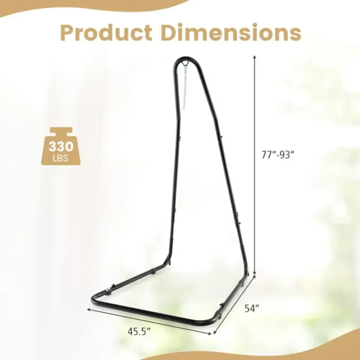 Hivvago Hammock Chair Stand Adjustable Swing Chair Stand with Safety Hook and Sturdy Chain