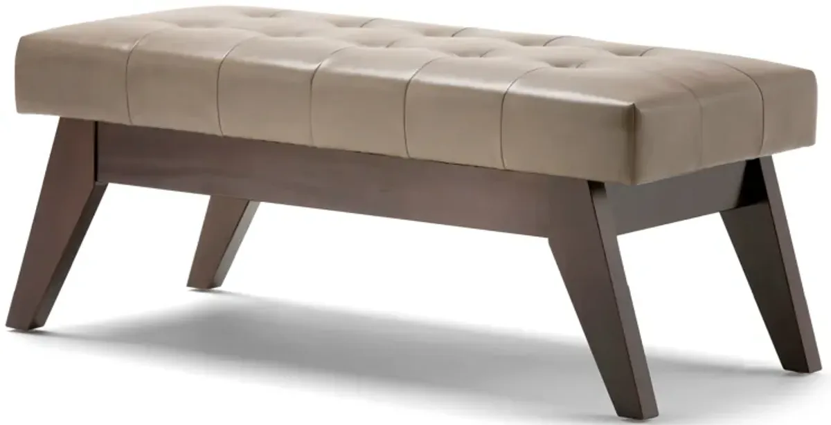Draper 40 inch Wide Mid-Century Modern Rectangle Tufted Ottoman Bench in Ash Blonde Faux Leather