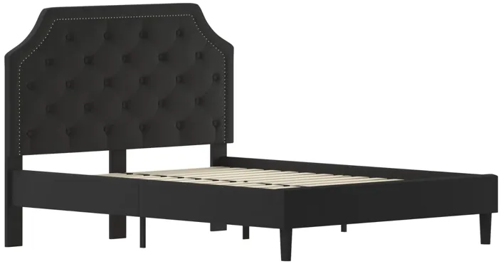 Flash Furniture Brighton Queen Size Tufted Upholstered Platform Bed in Black Fabric