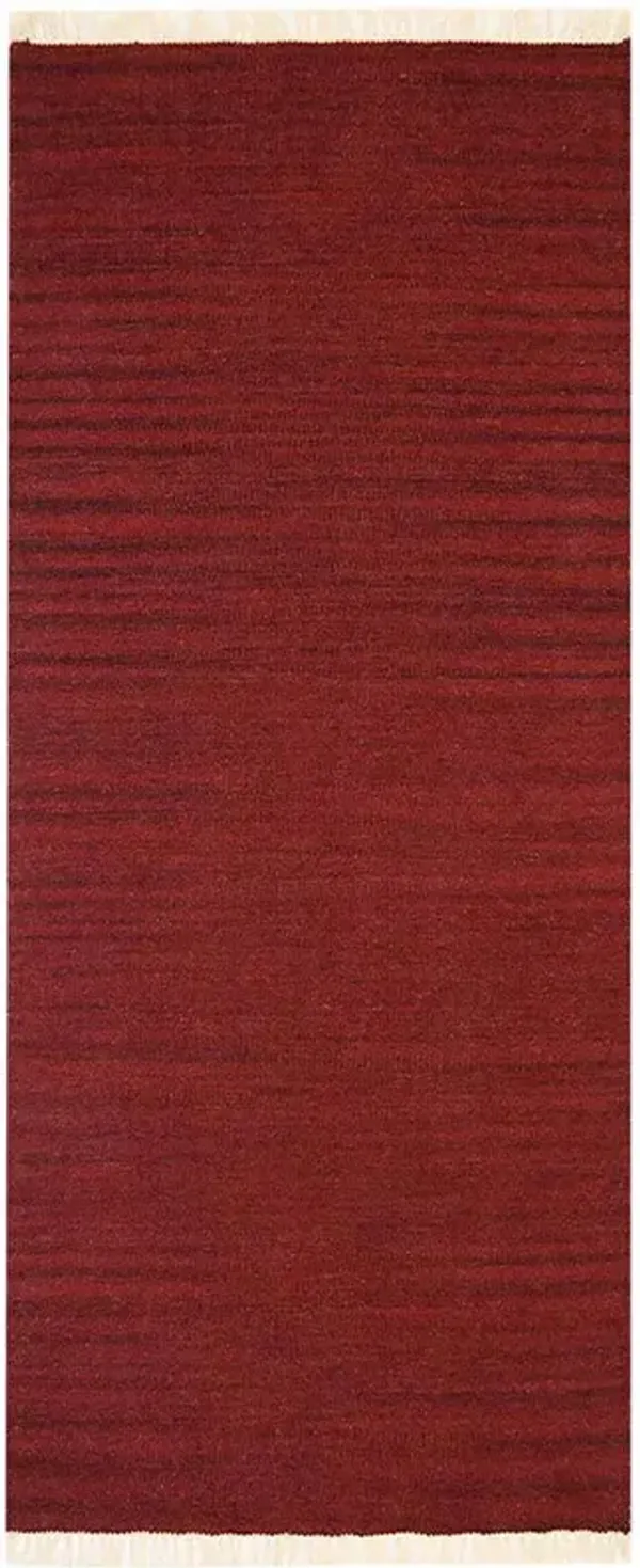RUGSOTIC CARPETS HAND WOVEN FLAT WEAVE KILIM WOOL ECO-FRIENDLY AREA RUGS  - 3'x13', Runner Shape, Burgundy Color, Solid Plain Design, Low Pile  Handmade Rugs for Living Room, Bed Room (D00111)