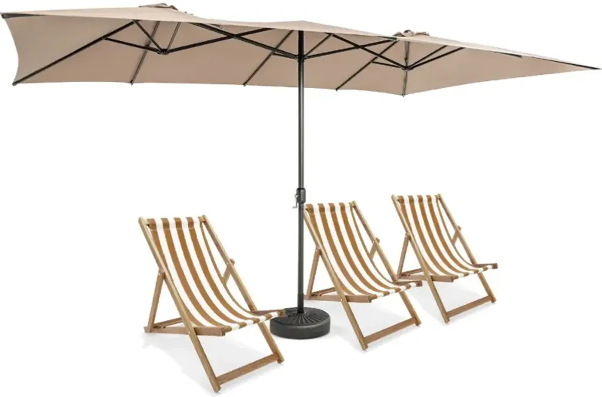 15 Feet Double-Sized Patio Umbrella with Crank Handle and Vented Tops