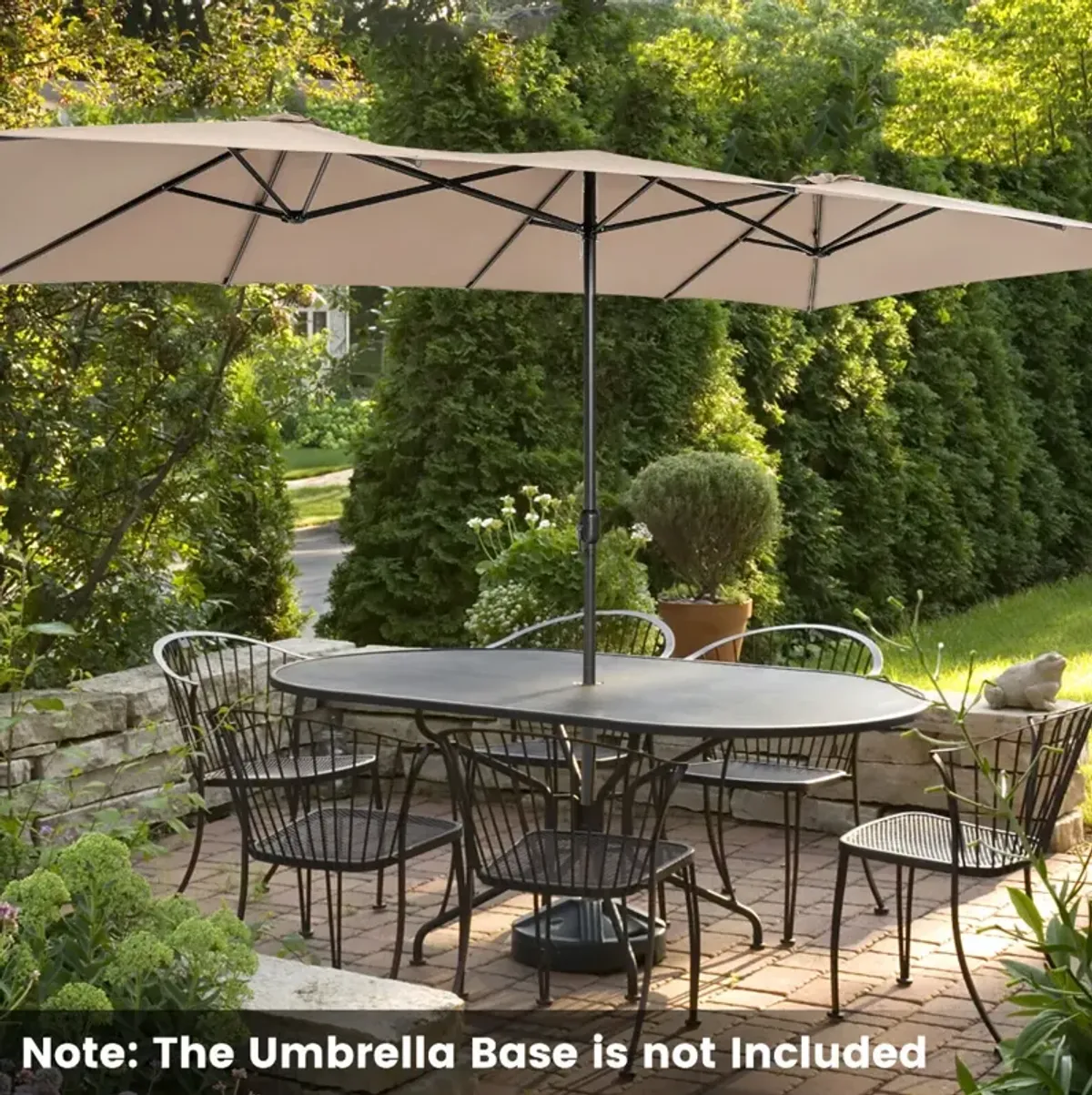 15 Feet Double-Sized Patio Umbrella with Crank Handle and Vented Tops