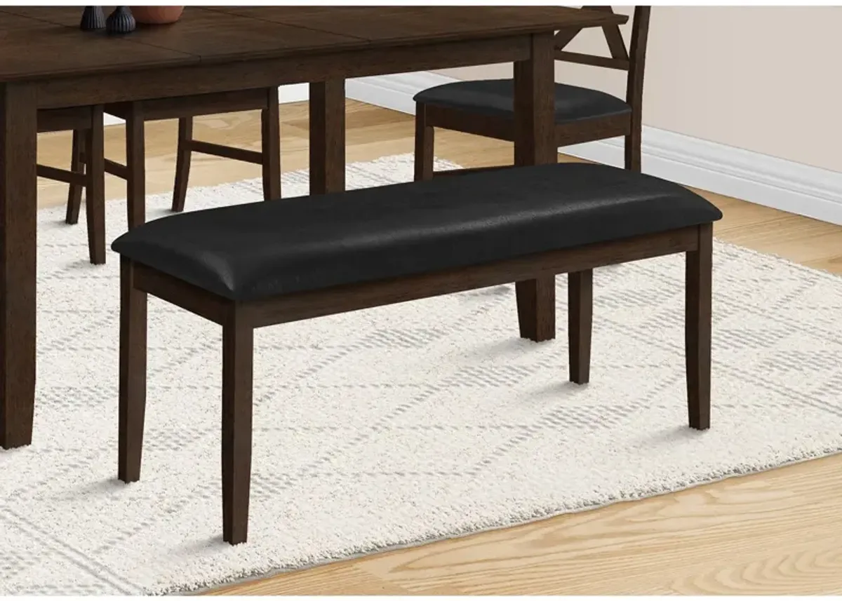 Monarch Specialties I 1334 - 48 Inch Rectangular Bench, Dining Room, Hallway, Entryway, Upholstered, Brown Solid Wood, Transitional