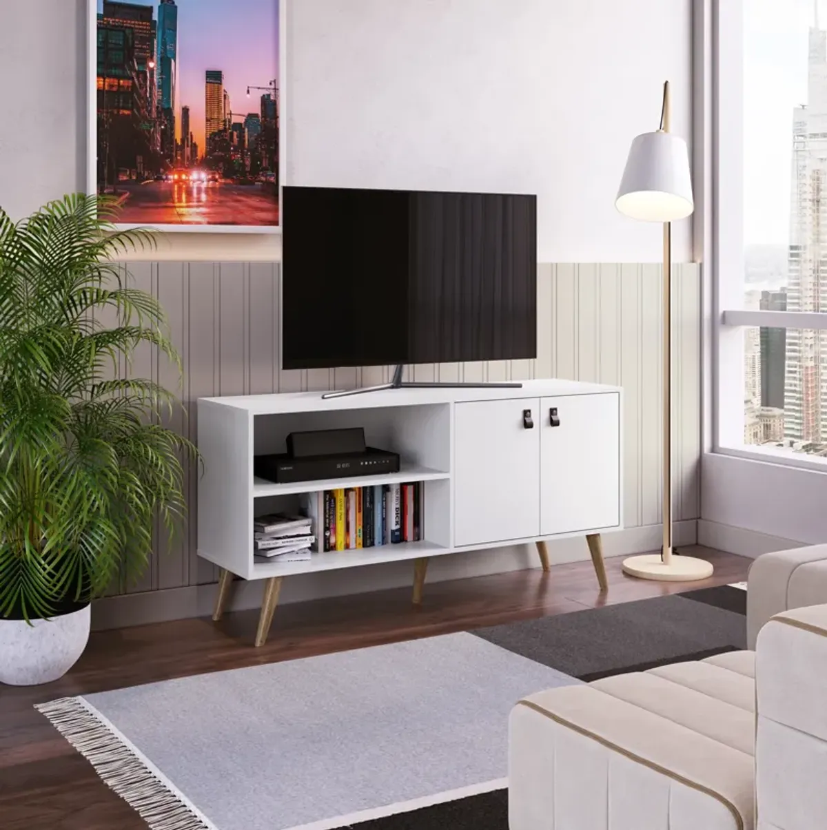 Amber White TV Stand