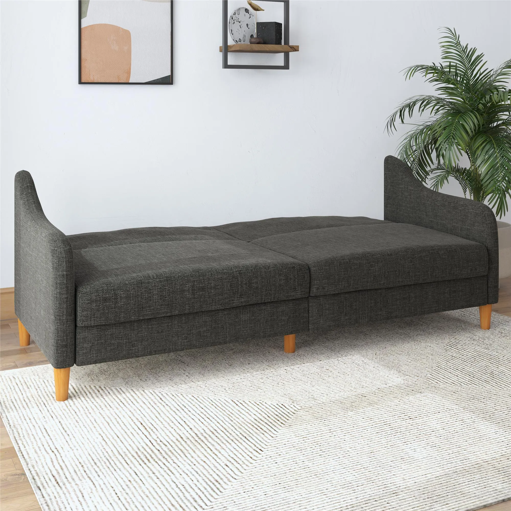 Joan Modern Coil Futon Sofa Bed and Dorm Couch Sleeper