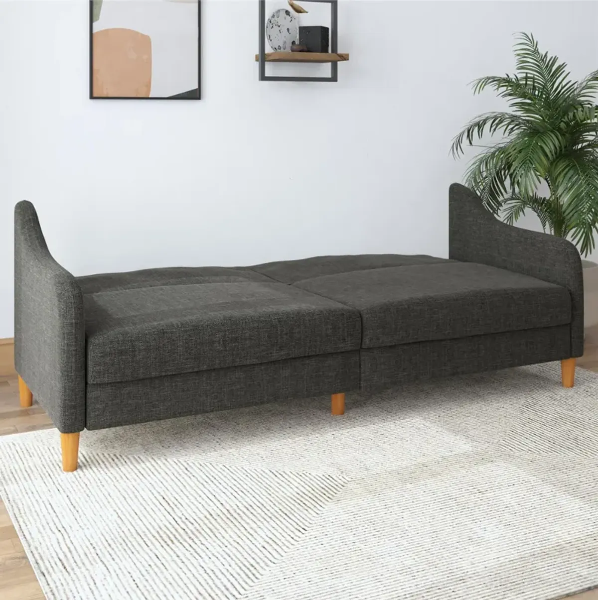 Joan Modern Coil Futon Sofa Bed and Dorm Couch Sleeper